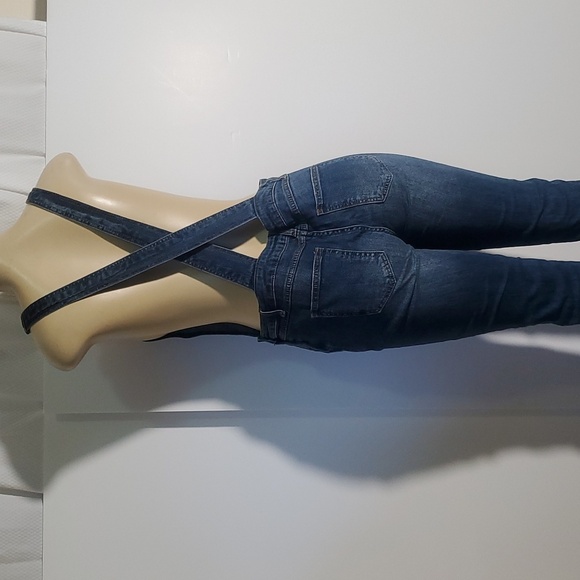 I&M Jeans Denim Distressed Mid Rise Overalls Size L - Picture 7 of 14